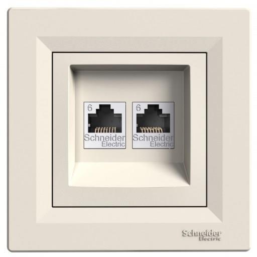 Розетка 2xRJ45 UTP cat.6 моноблок цвят Крем Asfora SE