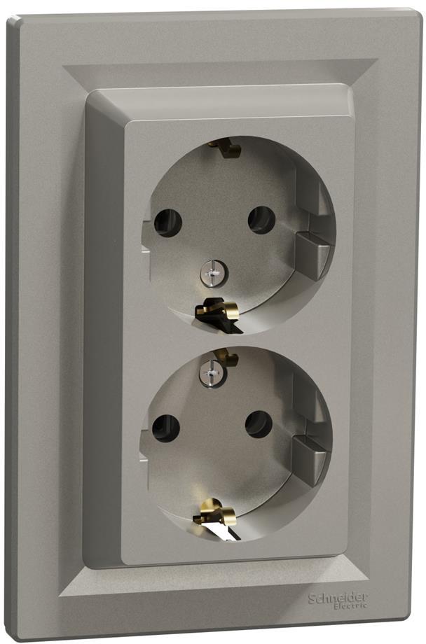 Контакт шуко ДВОЕН 16A моноблок цвят Бронз Asfora SE