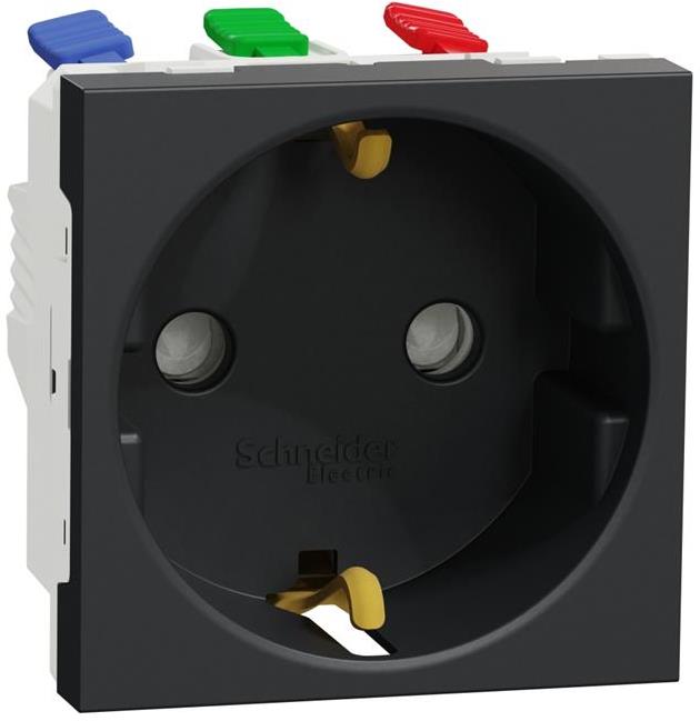 Контакт шуко с детска защита авт. 2 мод. цвят Антрацит Unica SE