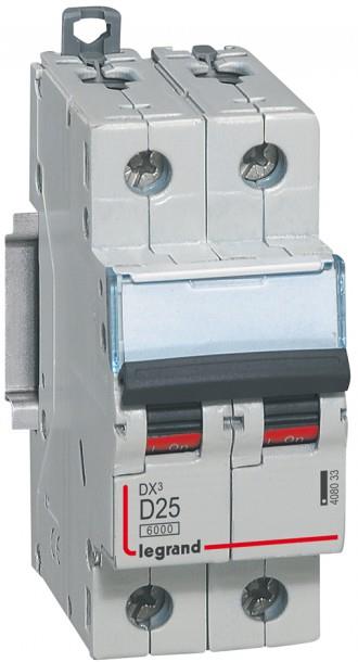 Автоматичен прекъсвач DX3 2P 25A крива D 6kA Legrand