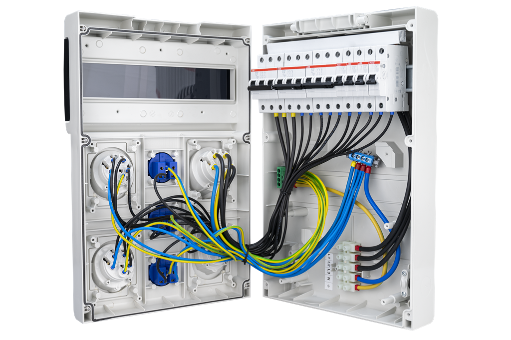Табло 632.5520 тип А сглобено с индустриални контакти Scame и токови защити ABB
