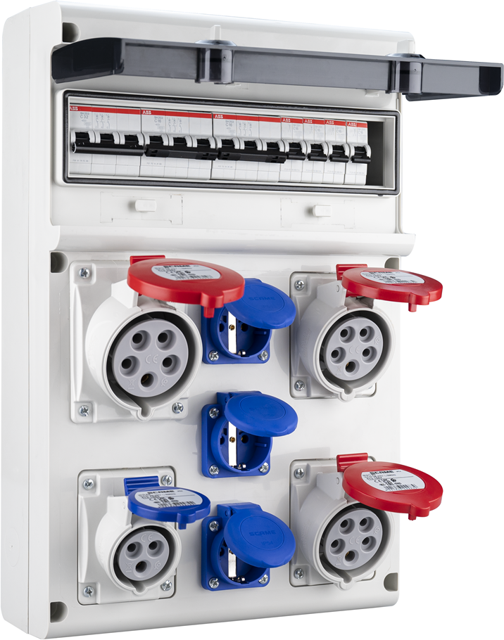 Табло 632.5520 тип А сглобено с индустриални контакти Scame и токови защити ABB