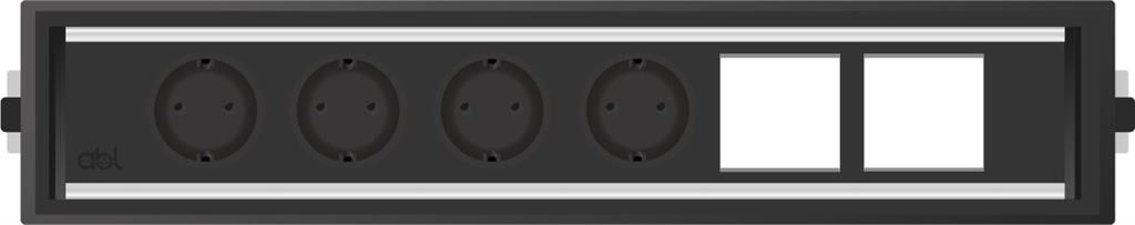 Модул Level-E 6M с 4х Шуко и 2х празни модула, цвят Черен, ABL
