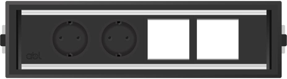 Модул Level-E 4M с 2х Шуко и 2х празни модула, цвят Черен, ABL