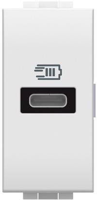 Розетка USB за зареждане тип C Power Delivery 20W 1 мод. цвят Бял LL Bticino