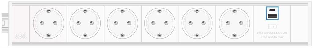 Модул Link 7M с 6х Шуко и USB тип A+C, цвят Бял, ABL