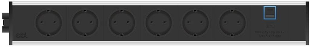 Модул Link 7M с 6х Шуко и USB тип A+C, цвят Черен, ABL