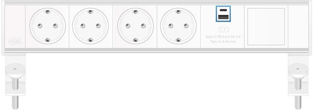 Модул Flexi 6M с 4х Шуко, USB тип A+C и 1х празен модул, цвят Бял, ABL