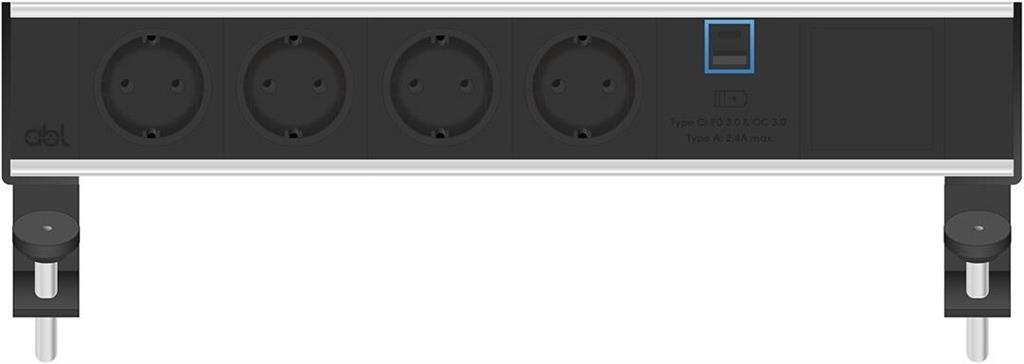 Модул Flexi 6M с 4х Шуко, USB тип A+C и 1х празен модул, цвят Черен, ABL