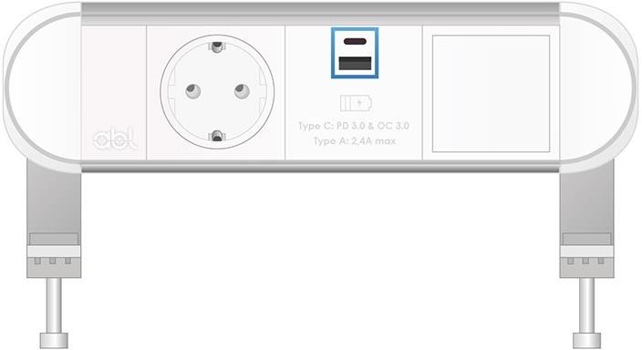 Модул Chroma 3M с 1х Шуко, USB тип A+C и 1х празен модул, цвят Бял, ABL