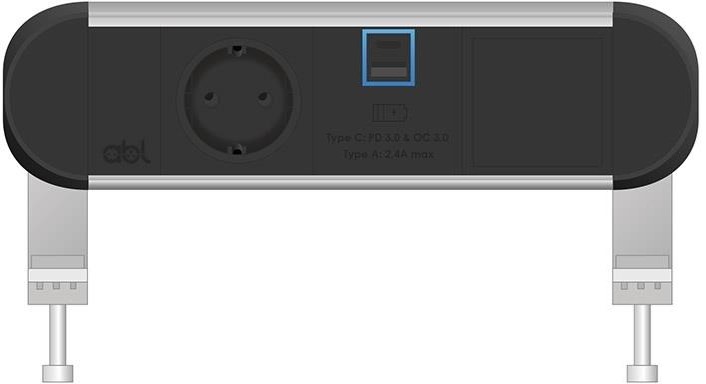 Модул Chroma 3M с 1х Шуко, USB тип A+C и 1х празен модул, цвят Черен, ABL