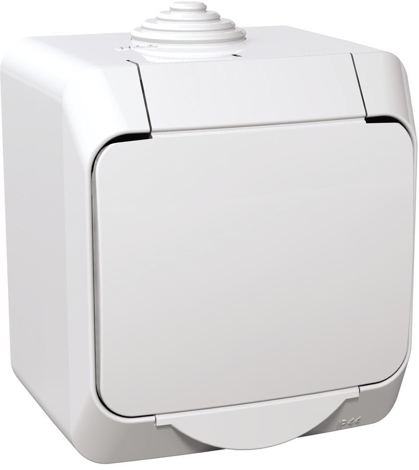 Контакт шуко с детска защита IP44 цвят Бял Cedar Plus SE