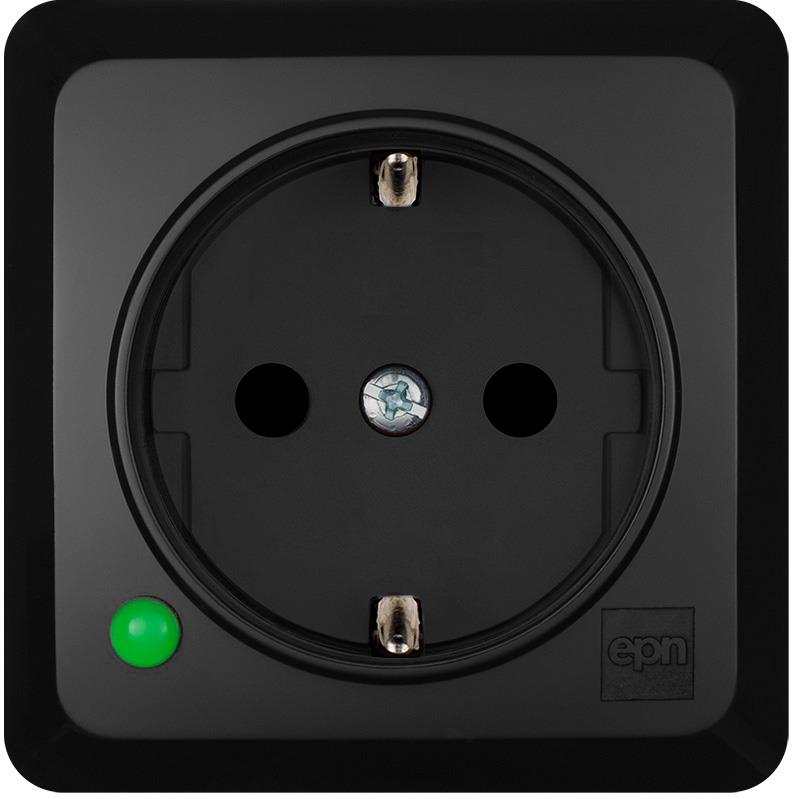 Контакт шуко ЕДИНИЧЕН IP20 открит монтаж цвят Черен Berg EPN