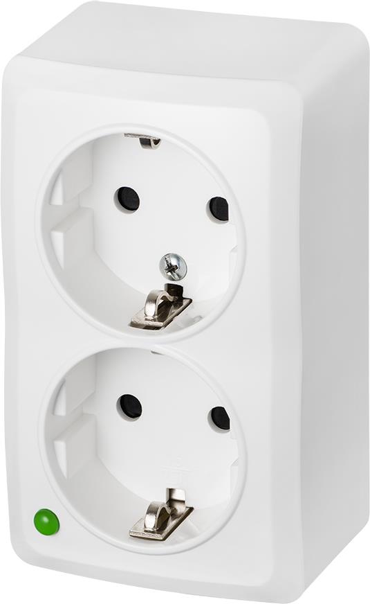 Контакт шуко ДВОЕН IP20 открит монтаж цвят Бял Berg EPN