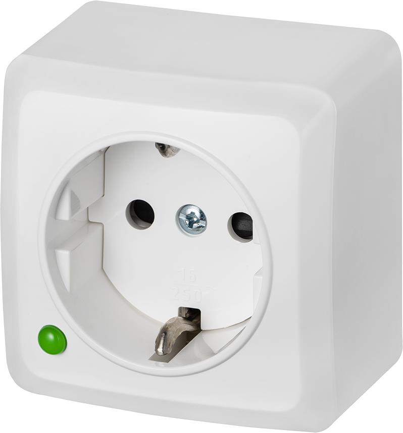 Контакт шуко ЕДИНИЧЕН IP20 открит монтаж цвят Бял Berg EPN