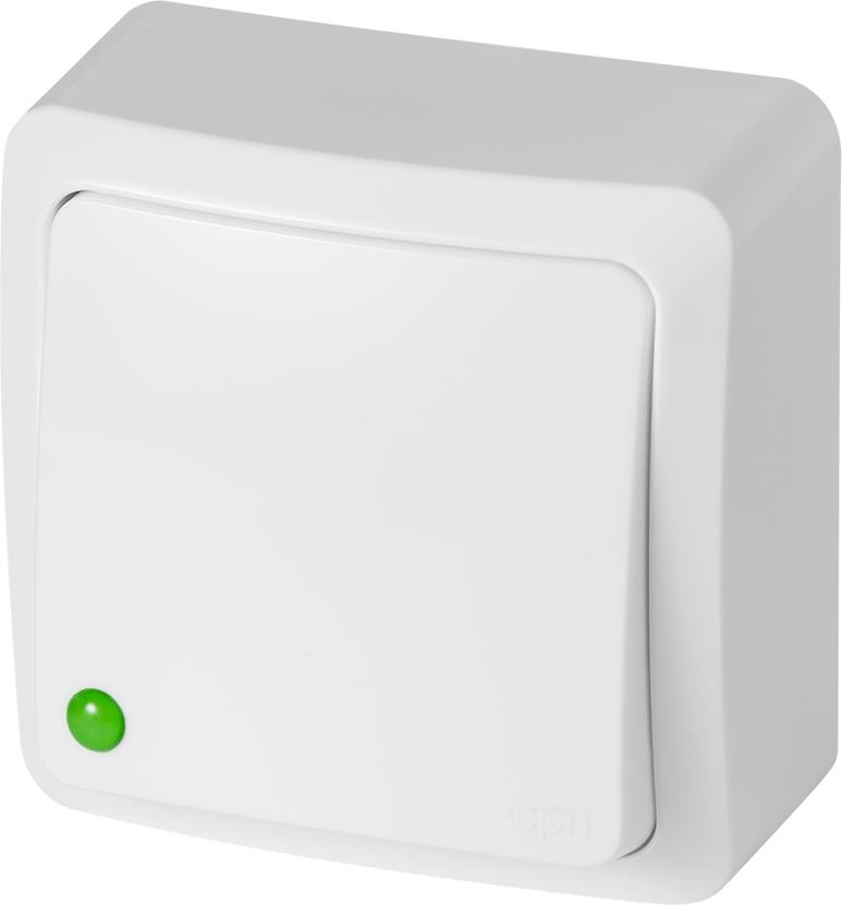 Еднополюсен ключ IP20 открит монтаж цвят Бял Berg EPN