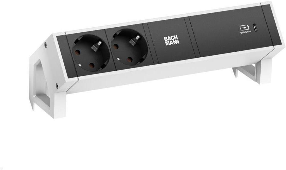 Модул DESK 2 с 2х Шуко и USB тип C Power Delivery 60W, цвят Инокс, Bachmann