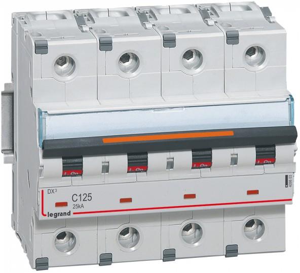 Автоматичен прекъсвач DX3 4P 125A крива D 25kA 6 мод. Legrand
