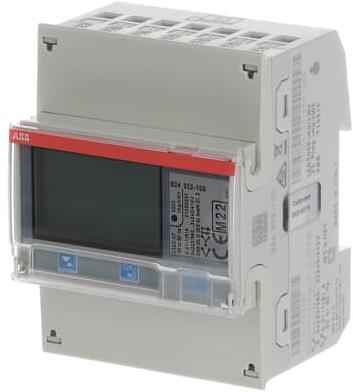 Трифазен електромер за ИНДИРЕКТНО мерене на ел. енергия B24, Modbus, 4 тарифи, тов. график, за DIN монтаж 4 мод, MID ABB