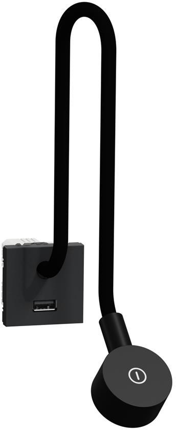 LED лампа 100lm с димер и USB тип A 2.1A 10.5W 2 мод. цвят Антрацит Unica SE