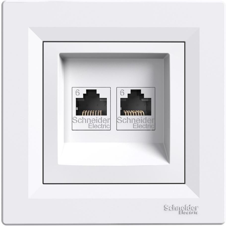 Розетка 2xRJ45 UTP cat.6 моноблок цвят Бял Asfora SE