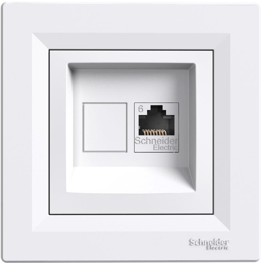 Розетка RJ45 UTP cat.6 моноблок цвят Бял Asfora SE