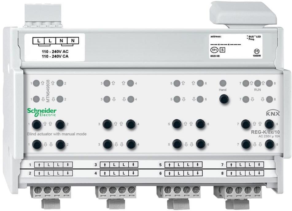 Актуатор щори SpaceLogic 8х 230Vac 10A 8DIN KNX SE