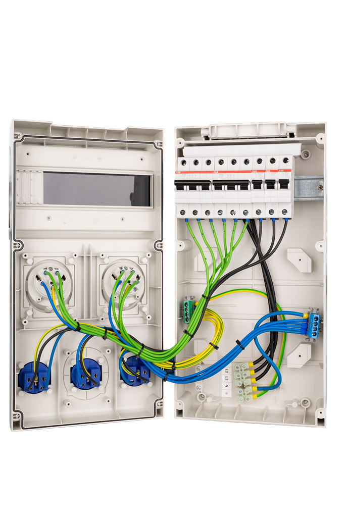 Табло 632.4520 тип А сглобено с индустриални контакти Scame и токови защити ABB