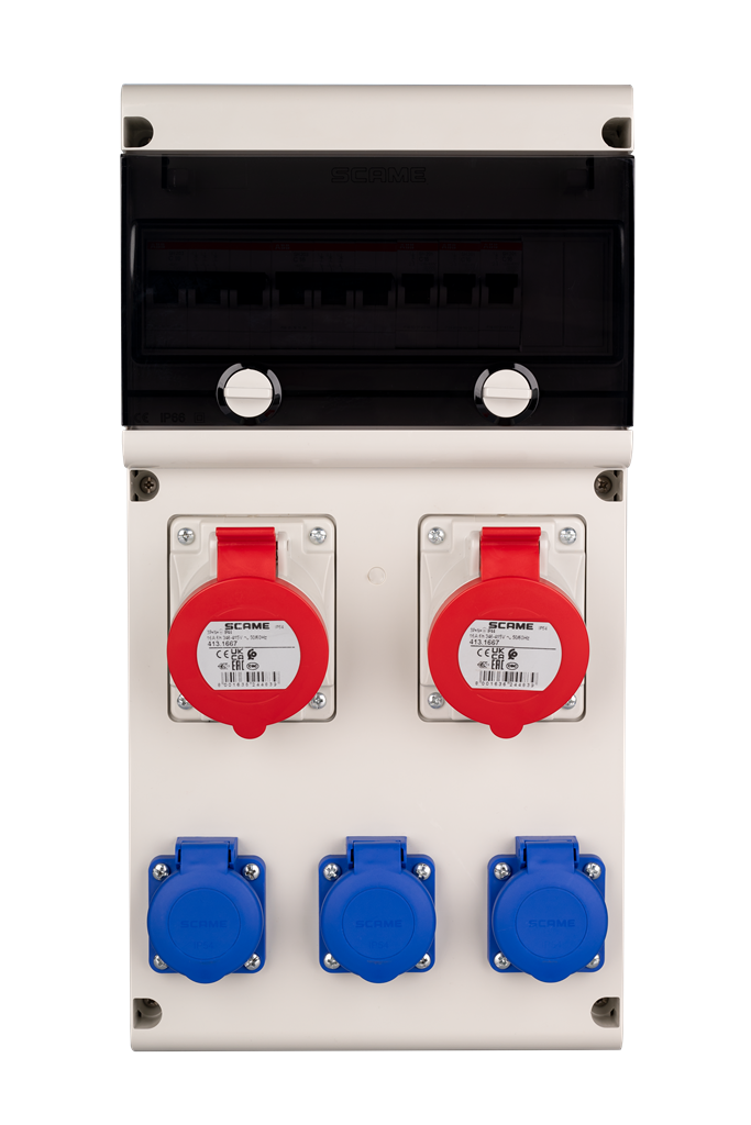 Табло 632.4520 тип А сглобено с индустриални контакти Scame и токови защити ABB
