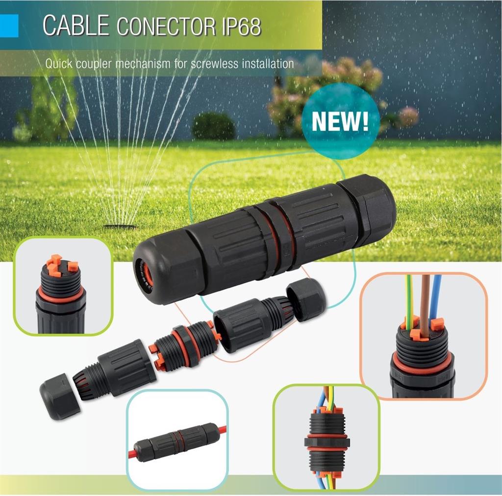 Кабелен конектор IP68 черен за кабел 3х0.2-1.5мм2 Commel