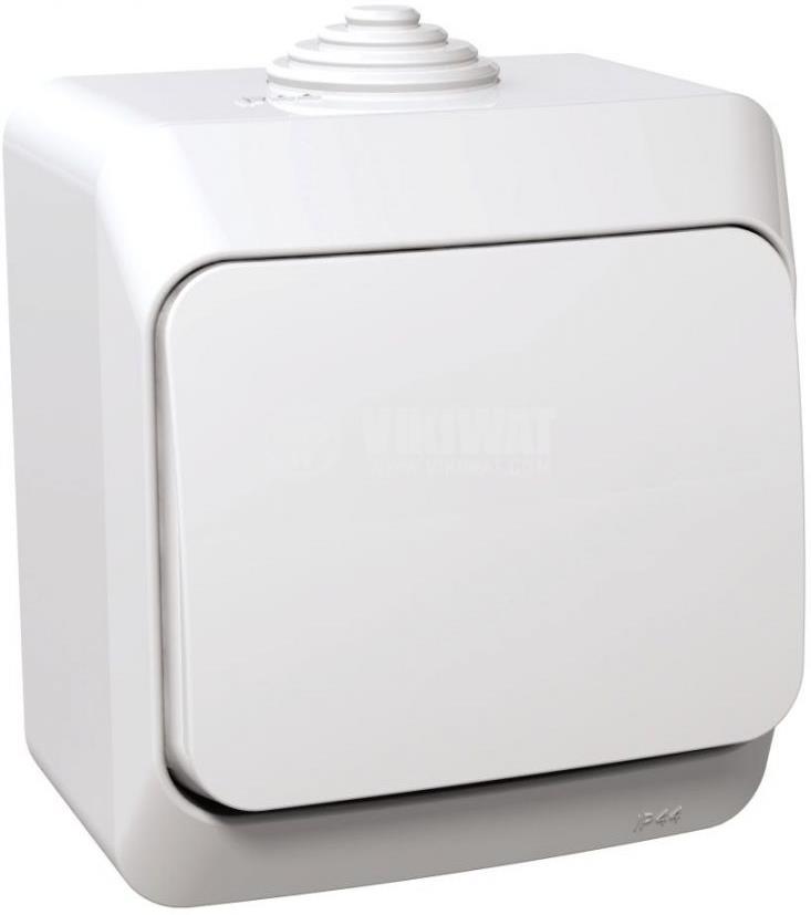 Еднополюсен ключ IP44 цвят Бял Cedar Plus SE