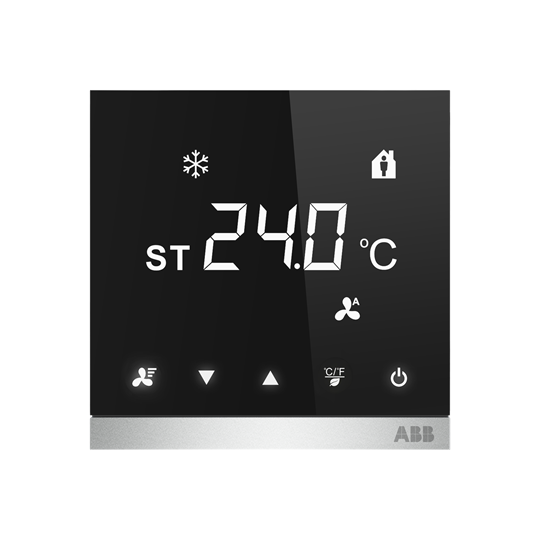 Термостат KNX за отопление и охлаждане с LCD дисплей, за 2/4 тръбни вентилаторни конвектори, за вграждане, ABB