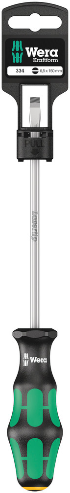 Отвертка шлиц 1.2x6.5x150, зелено-черна ръкохватка, 334 Kraftform Plus блистер Wera