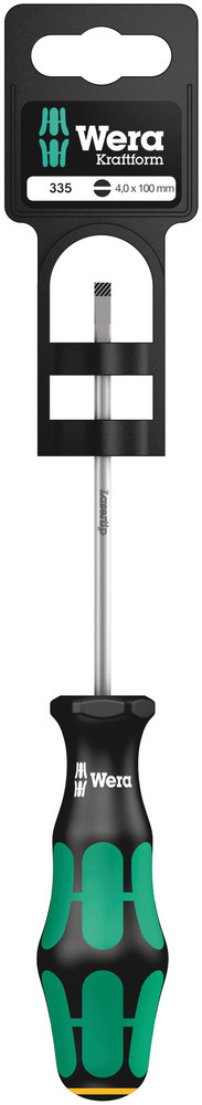 Отвертка шлиц 0.8x4.0x100, зелено-черна ръкохватка, 335 Kraftform Plus блистер Wera