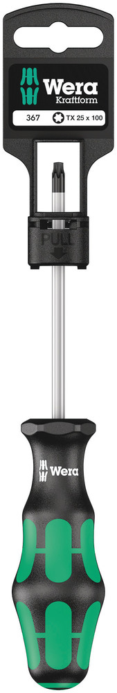 Отвертка TX 25x100, зелено-черна ръкохватка, 367 Kraftform Plus блистер Wera