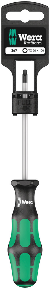 Отвертка TX 20x100, зелено-черна ръкохватка, 367 Kraftform Plus блистер Wera