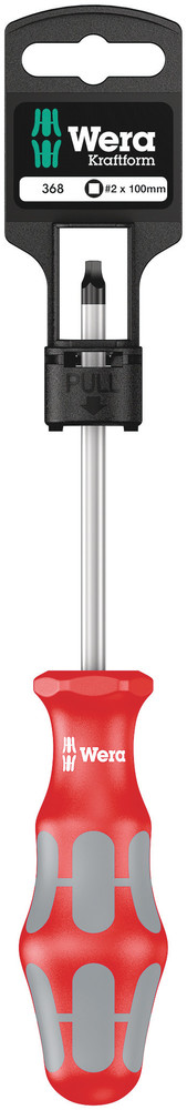 Отвертка квадрат 2x100, сиво-червена ръкохватка, 368 Kraftform Plus блистер Wera