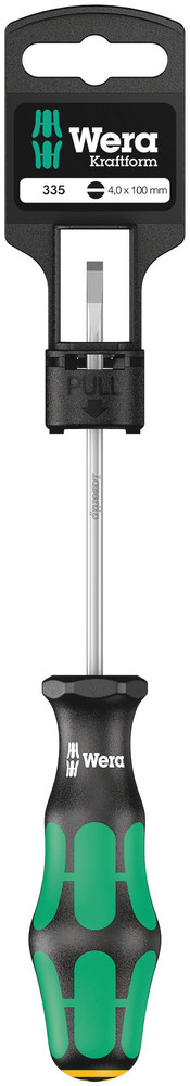 Отвертка шлиц 0.6x3.5x100, зелено-черна ръкохватка, 335 Kraftform Plus блистер Wera