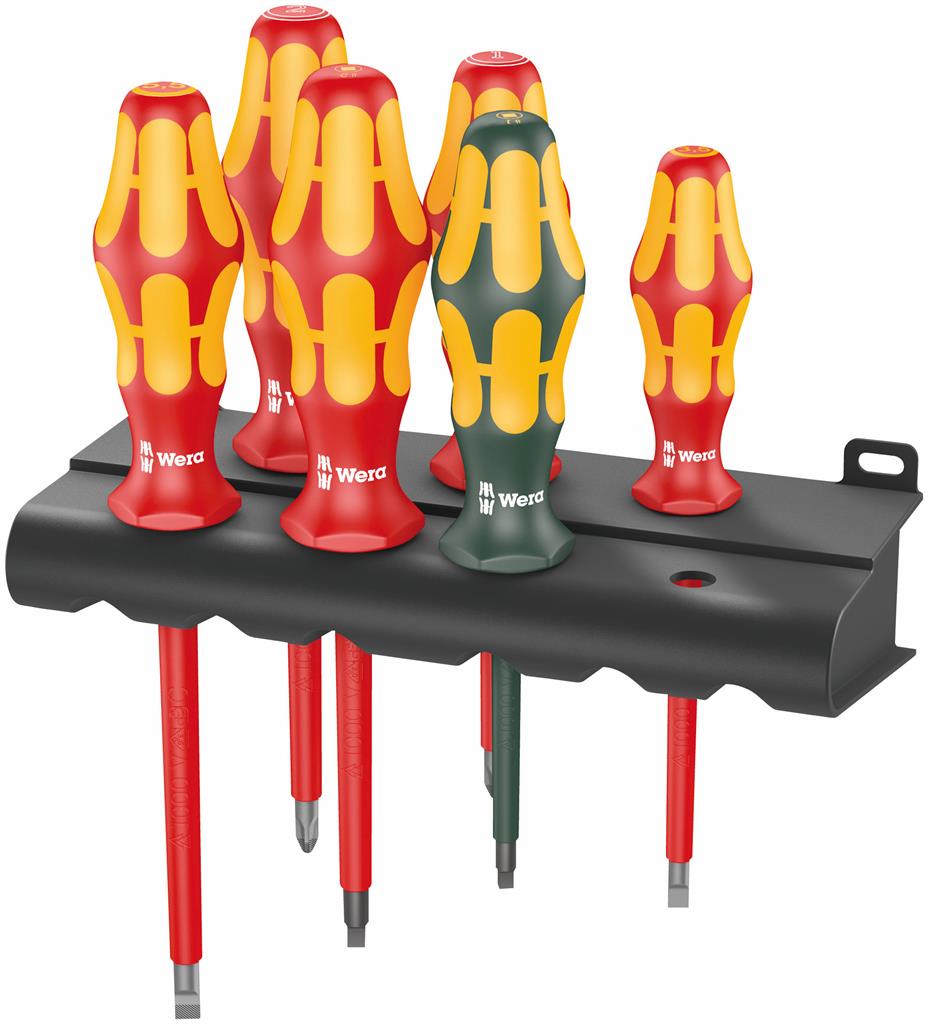 Комплект отвертки, 2х шлиц, 2х PH и 2x квадрат, 16x/6 Kraftform VDE 1000V Wera