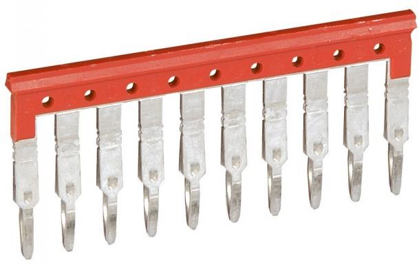 Гребен за редова клема 5мм 10 полюса червена Viking 3 Legrand