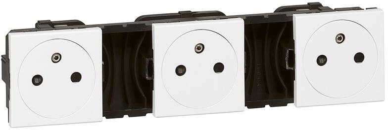 Контакт ФРЕНСКИ стандарт ТРОЕН плосък 3х2 мод. цвят бял Mosaic Legrand