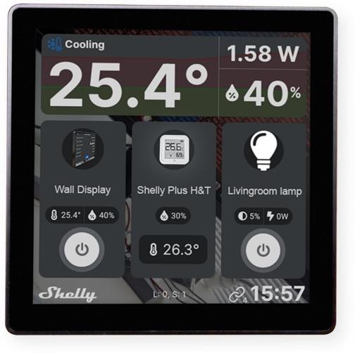 Пулт за управление със Smart реле 1х On/Off 5A изисква неутрала черен Shelly Wall Display - 262597 /до изчерпване/