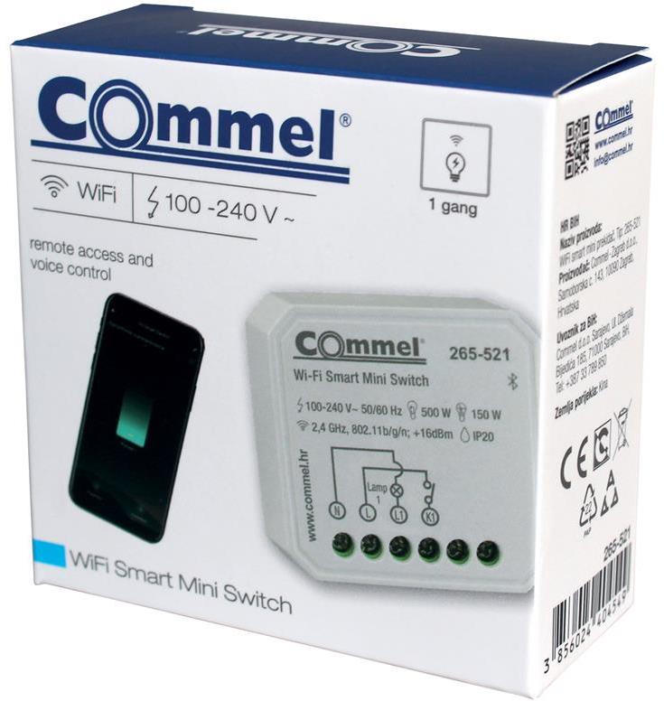 Микромодул Smart реле 1х On/Off 7A изисква неутрала Wi-Fi Commel IoT