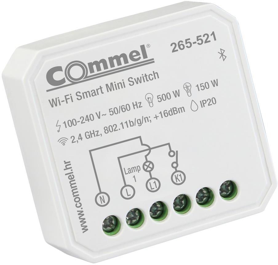 Микромодул Smart реле 1х On/Off 7A изисква неутрала Wi-Fi Commel IoT