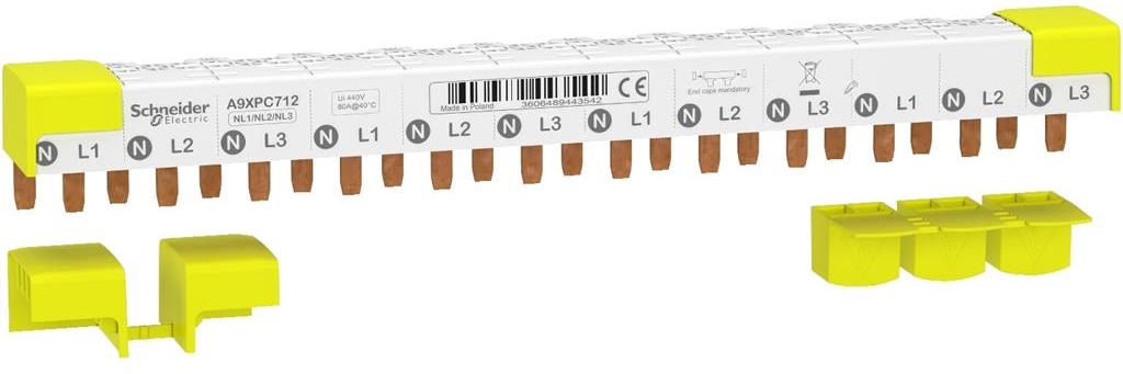 Захранващ гребен Acti 9 3P+N 12мм2 80A 6 прекъсвача L1NL2NL3N SE