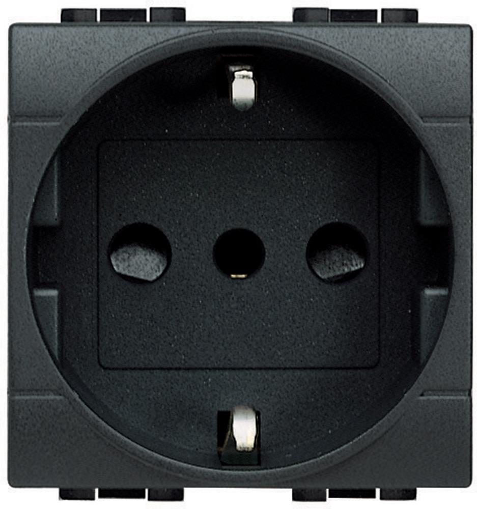 Контакт ШУКО/Италиански 2P+E 2 мод. 10A цвят Антрацит LL Bticino