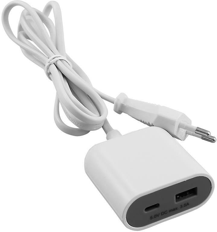 Удължител с кабел 1.5м 2хUSB за зареждане тип A+C 3A 15W цвят бял Commel