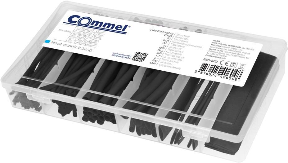 Кутия с термошлаух 100 х 10см. черни Commel