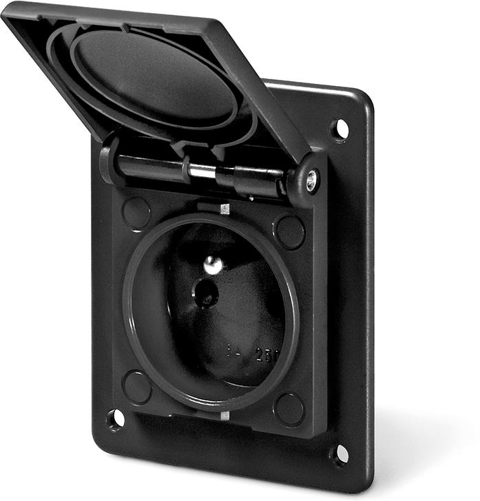 Контакт ФРЕНСКИ СТАНДАРТ 2P+Е 16A IP54 серия Domo версия за заряд на ЕЛЕКТРОМОБИЛ панелен монтаж 70х87мм Scame