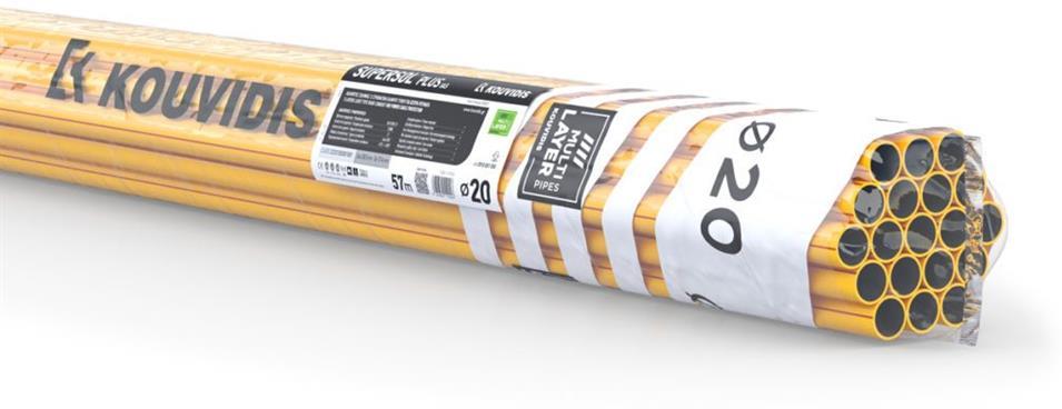 Твърда тръба вън. ф20мм вътр. ф17.5мм 320N клас 2343 цвят Жълт HF SUPERSOL 3м /57м/ Kouvidis